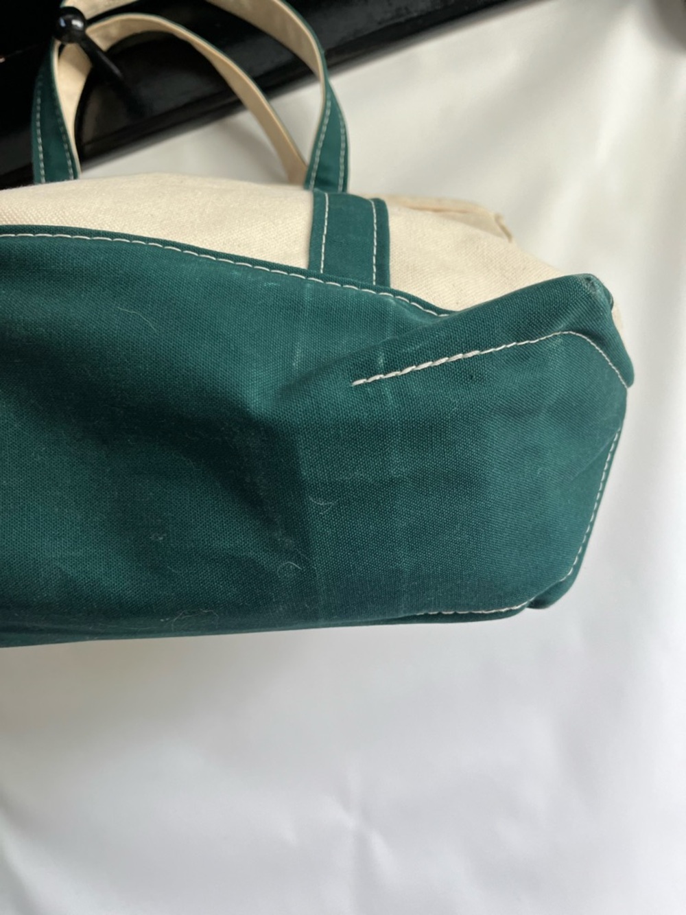 L.L. Bean Boat and Tote in Natural Canvas with German shepherd dog - Picture 9 of 10